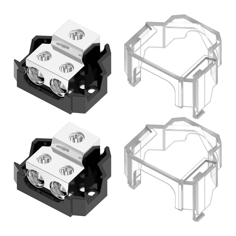 Malictele Distribution Block, 2 Way Power Distribution Block 1x 0/2/4 Gauge Input 2X 4/8 Gauge Output Out Amp Power Distribution Block Car Audio Splitter for Vehicles Boats 2 Pack - Image 1
